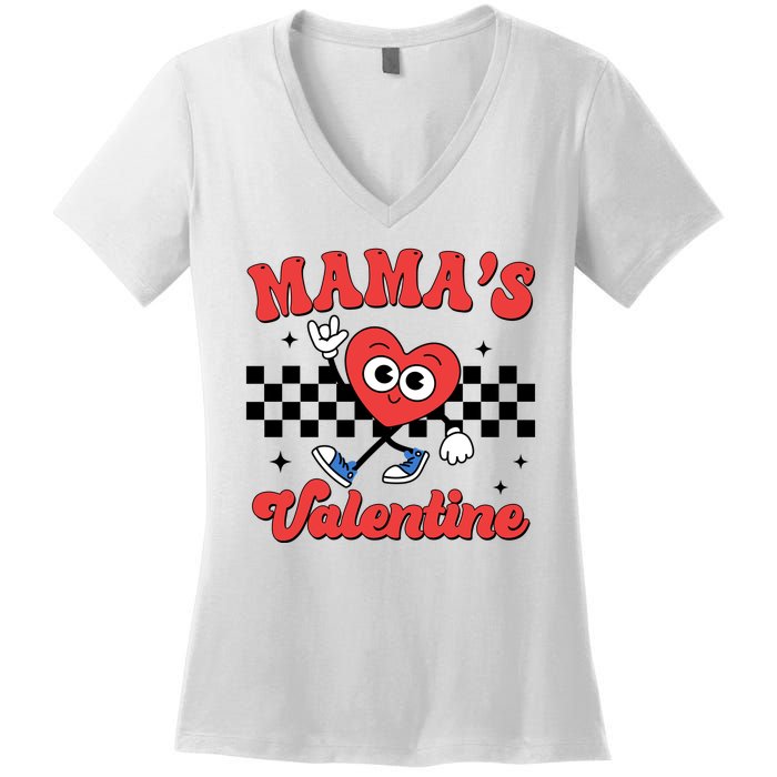 Mamas Valentine Cute Heart Retro Gift Women's V-Neck T-Shirt