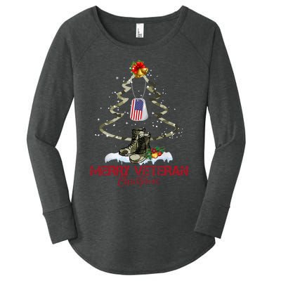 Merry Veteran Christmas Army Camo Xmas Tree Christmas Women's Perfect Tri Tunic Long Sleeve Shirt