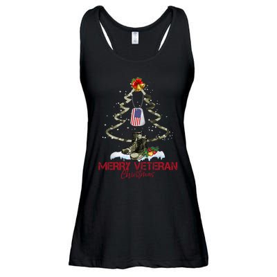 Merry Veteran Christmas Army Camo Xmas Tree Christmas Ladies Essential Flowy Tank