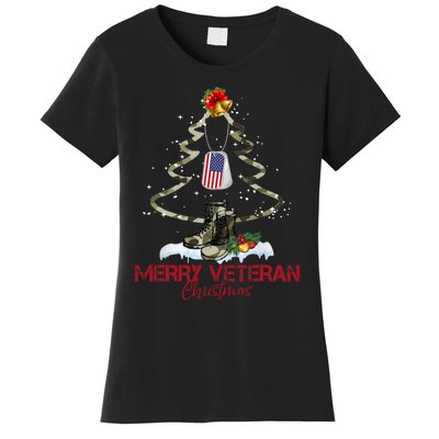 Merry Veteran Christmas Army Camo Xmas Tree Christmas Women's T-Shirt