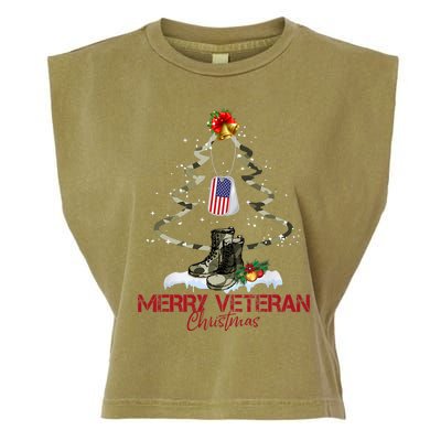 Merry Veteran Christmas Army Camo Xmas Tree Christmas Garment-Dyed Women's Muscle Tee