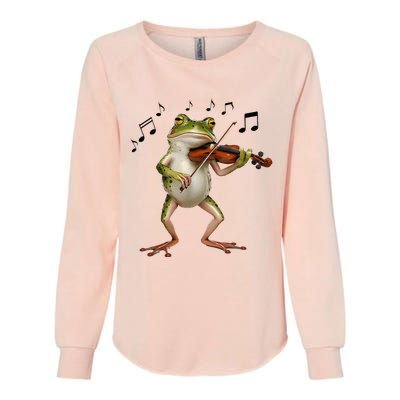 Musician Violinist Cute Frog Playing Violin Womens California Wash Sweatshirt