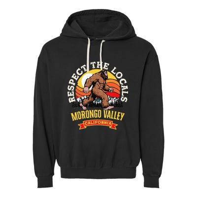 Morongo Valley California Respect The Locals Retro Bigfoot Garment-Dyed Fleece Hoodie