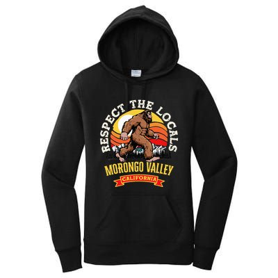 Morongo Valley California Respect The Locals Retro Bigfoot Women's Pullover Hoodie