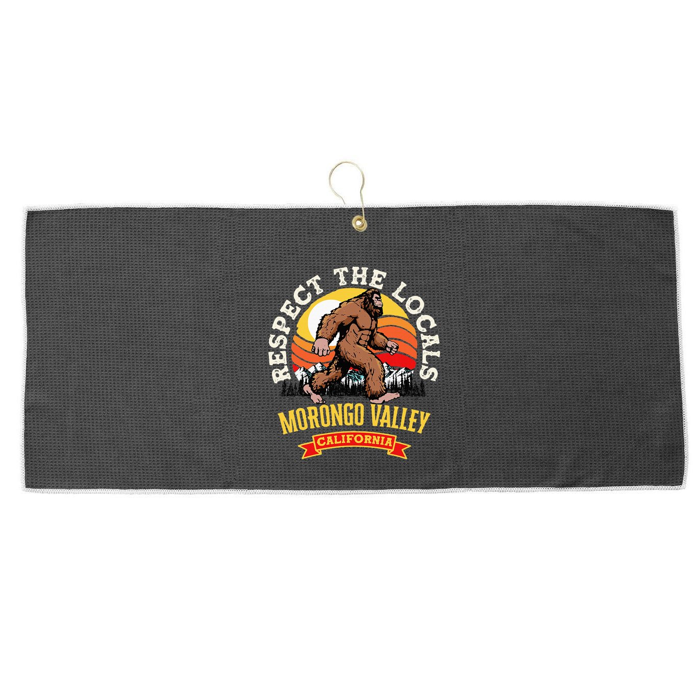 Morongo Valley California Respect The Locals Retro Bigfoot Large Microfiber Waffle Golf Towel