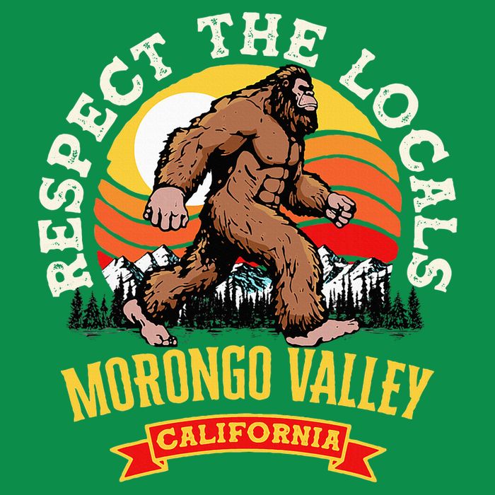 Morongo Valley California Respect The Locals Retro Bigfoot Tall T-Shirt