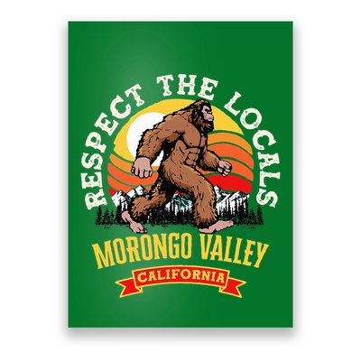 Morongo Valley California Respect The Locals Retro Bigfoot Poster
