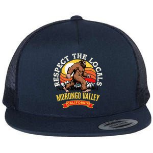 Morongo Valley California Respect The Locals Retro Bigfoot Flat Bill Trucker Hat