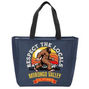 Morongo Valley California Respect The Locals Retro Bigfoot Zip Tote Bag