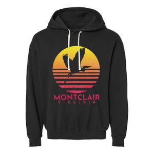 Montclair Virginia Distressed Retro Sunset Heron Garment-Dyed Fleece Hoodie