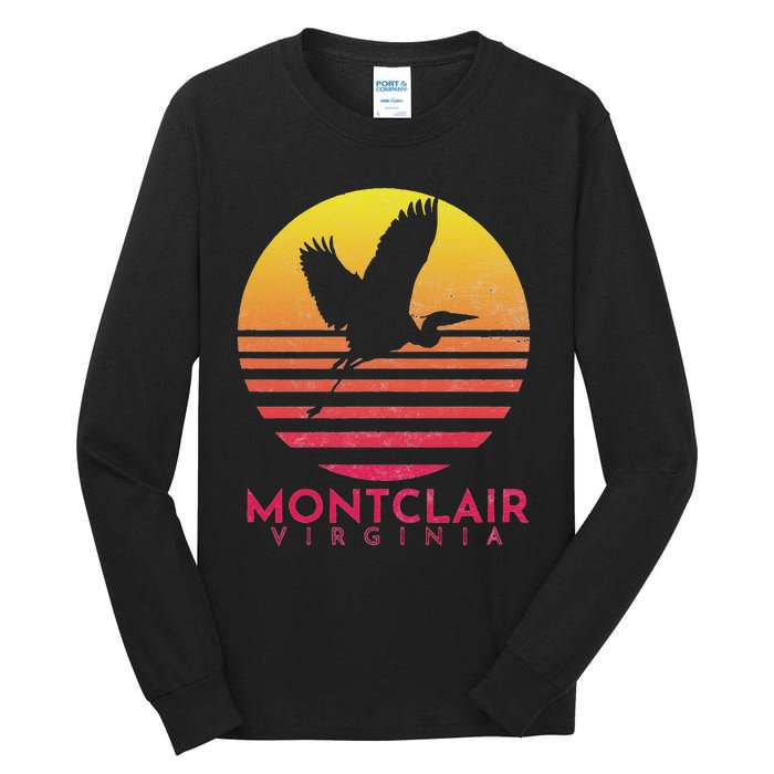 Montclair Virginia Distressed Retro Sunset Heron Tall Long Sleeve T-Shirt