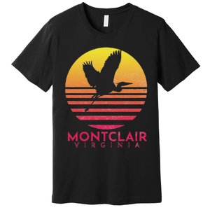 Montclair Virginia Distressed Retro Sunset Heron Premium T-Shirt