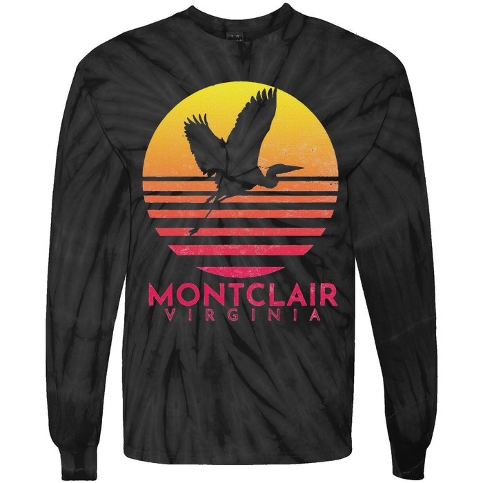 Montclair Virginia Distressed Retro Sunset Heron Tie-Dye Long Sleeve Shirt