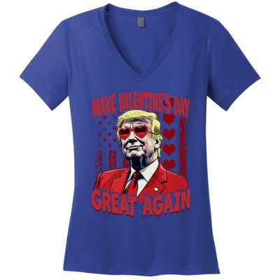 Make Valentines Day Great Again U S Flag Trump Valentines Gift Women's V-Neck T-Shirt