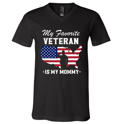 Mom Veterans Day My Favorite Veteran Is My Mommy V-Neck T-Shirt