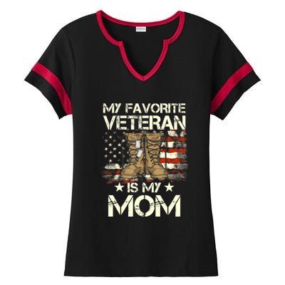 Mother Veterans Day My Favorite Veteran Is My Mom Proud Son Ladies Halftime Notch Neck Tee