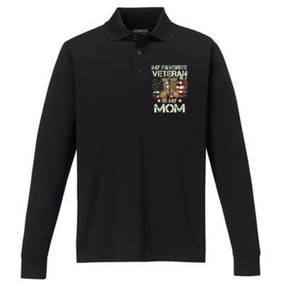 Mother Veterans Day My Favorite Veteran Is My Mom Proud Son Performance Long Sleeve Polo