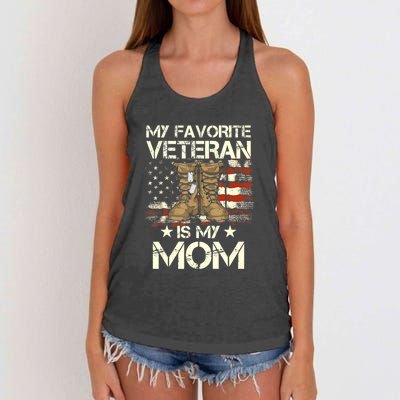 Mother Veterans Day My Favorite Veteran Is My Mom Proud Son Women's Knotted Racerback Tank