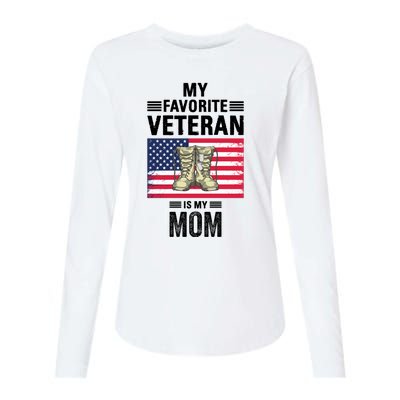 Mother Veterans Day My Favorite Veteran Is My Mom Proud Son Womens Cotton Relaxed Long Sleeve T-Shirt