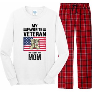 Mother Veterans Day My Favorite Veteran Is My Mom Proud Son Long Sleeve Pajama Set