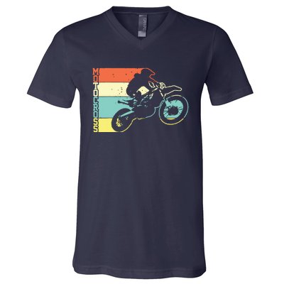 Motocross Vintage Dirt Bike Motorcycle Biker Gift V-Neck T-Shirt