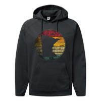 Minnesota Vintage Distressed Retro Style Silhouette State Performance Fleece Hoodie