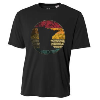 Minnesota Vintage Distressed Retro Style Silhouette State Cooling Performance Crew T-Shirt