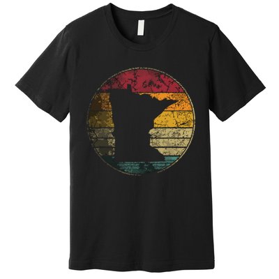 Minnesota Vintage Distressed Retro Style Silhouette State Premium T-Shirt