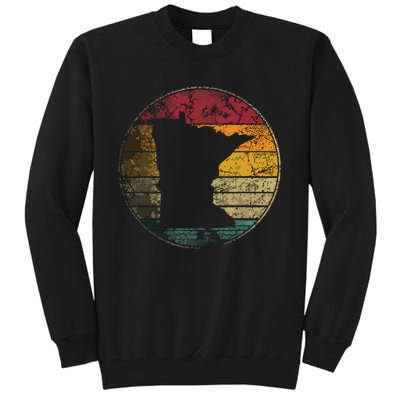 Minnesota Vintage Distressed Retro Style Silhouette State Tall Sweatshirt