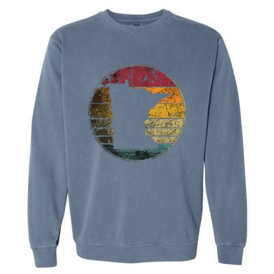 Minnesota Vintage Distressed Retro Style Silhouette State Garment-Dyed Sweatshirt