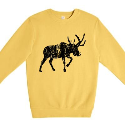 Moose Vintage Design Gift Moose Print Cool Gift Premium Crewneck Sweatshirt