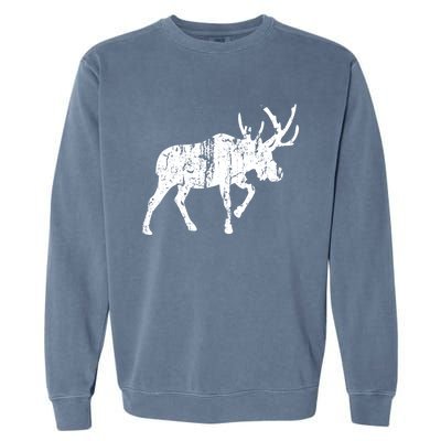 Moose Vintage Design Gift Moose Print Cool Gift Garment-Dyed Sweatshirt