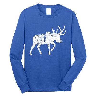 Moose Vintage Design Gift Moose Print Cool Gift Long Sleeve Shirt