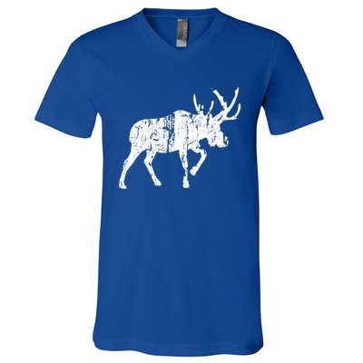 Moose Vintage Design Gift Moose Print Cool Gift V-Neck T-Shirt