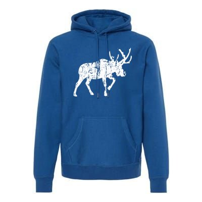 Moose Vintage Design Gift Moose Print Cool Gift Premium Hoodie