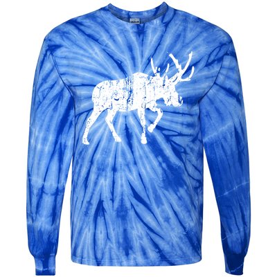 Moose Vintage Design Gift Moose Print Cool Gift Tie-Dye Long Sleeve Shirt