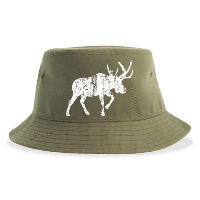 Moose Vintage Design Gift Moose Print Cool Gift Sustainable Bucket Hat