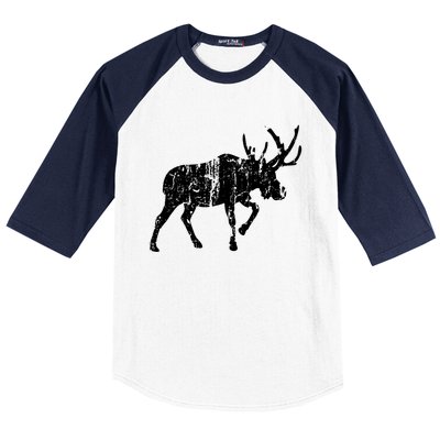 Moose Vintage Design Gift Moose Print Cool Gift Baseball Sleeve Shirt