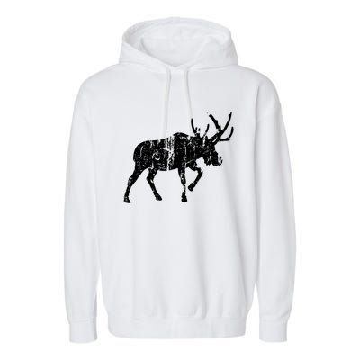 Moose Vintage Design Gift Moose Print Cool Gift Garment-Dyed Fleece Hoodie