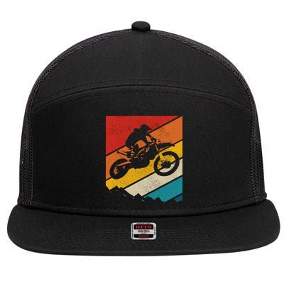 Motocross Vintage Dirt Bike Mx Enduro Motorcycle Biker Gift 7 Panel Mesh Trucker Snapback Hat