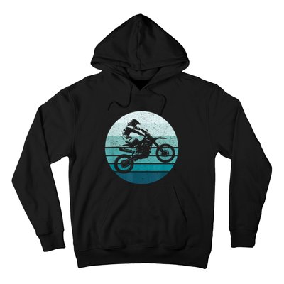 Motocross Vintage Dirt Bike Rider Sunset Background Hoodie