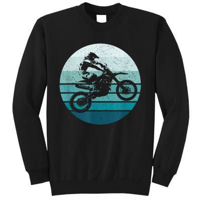 Motocross Vintage Dirt Bike Rider Sunset Background Sweatshirt