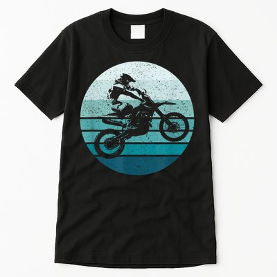 Motocross Vintage Dirt Bike Rider Sunset Background Tall T-Shirt