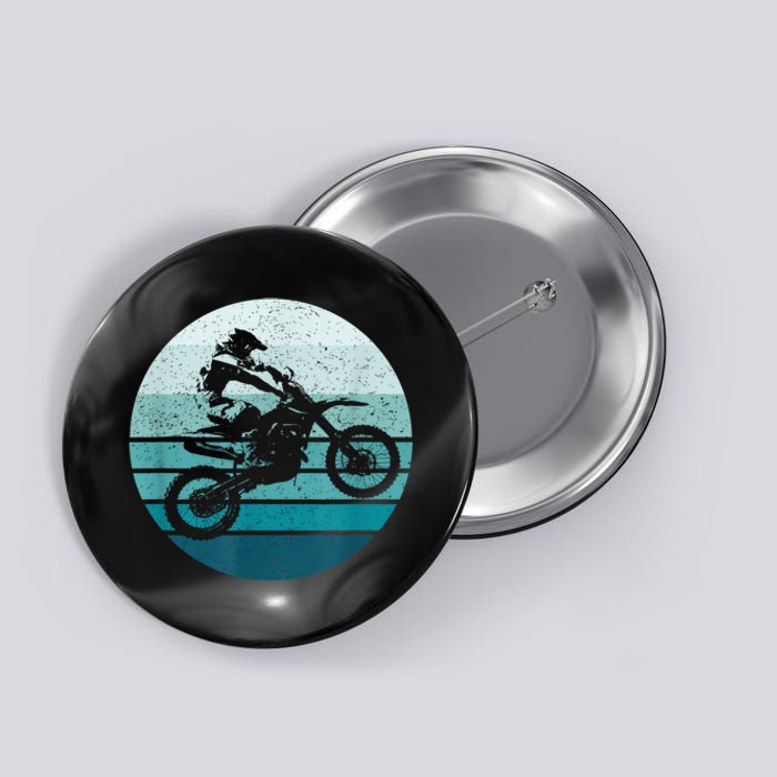 Motocross Vintage Dirt Bike Rider Sunset Background Button