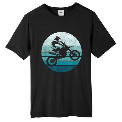 Motocross Vintage Dirt Bike Rider Sunset Background Tall Fusion ChromaSoft Performance T-Shirt