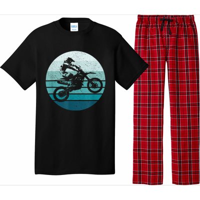 Motocross Vintage Dirt Bike Rider Sunset Background Pajama Set