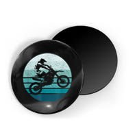 Motocross Vintage Dirt Bike Rider Sunset Background Magnet