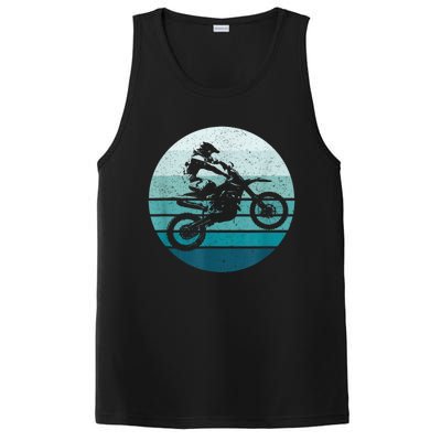 Motocross Vintage Dirt Bike Rider Sunset Background PosiCharge Competitor Tank