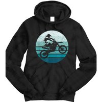 Motocross Vintage Dirt Bike Rider Sunset Background Tie Dye Hoodie