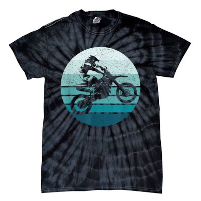 Motocross Vintage Dirt Bike Rider Sunset Background Tie-Dye T-Shirt